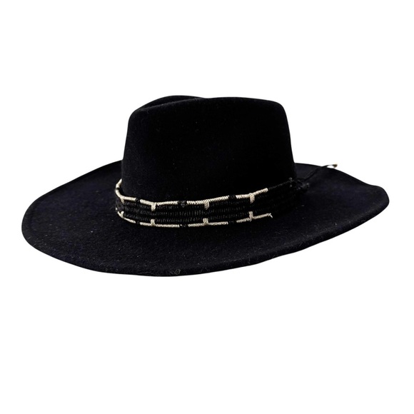 NWT Nikki Beach Wool Fedora Hat Western Boho Black UPF 50+ One Size main image 10